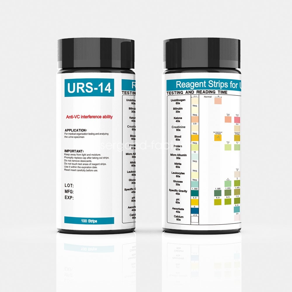 100pcs  14-in-1 Urinalysis PH Test Strips 14 Parameter Urine Analysis Test Strip