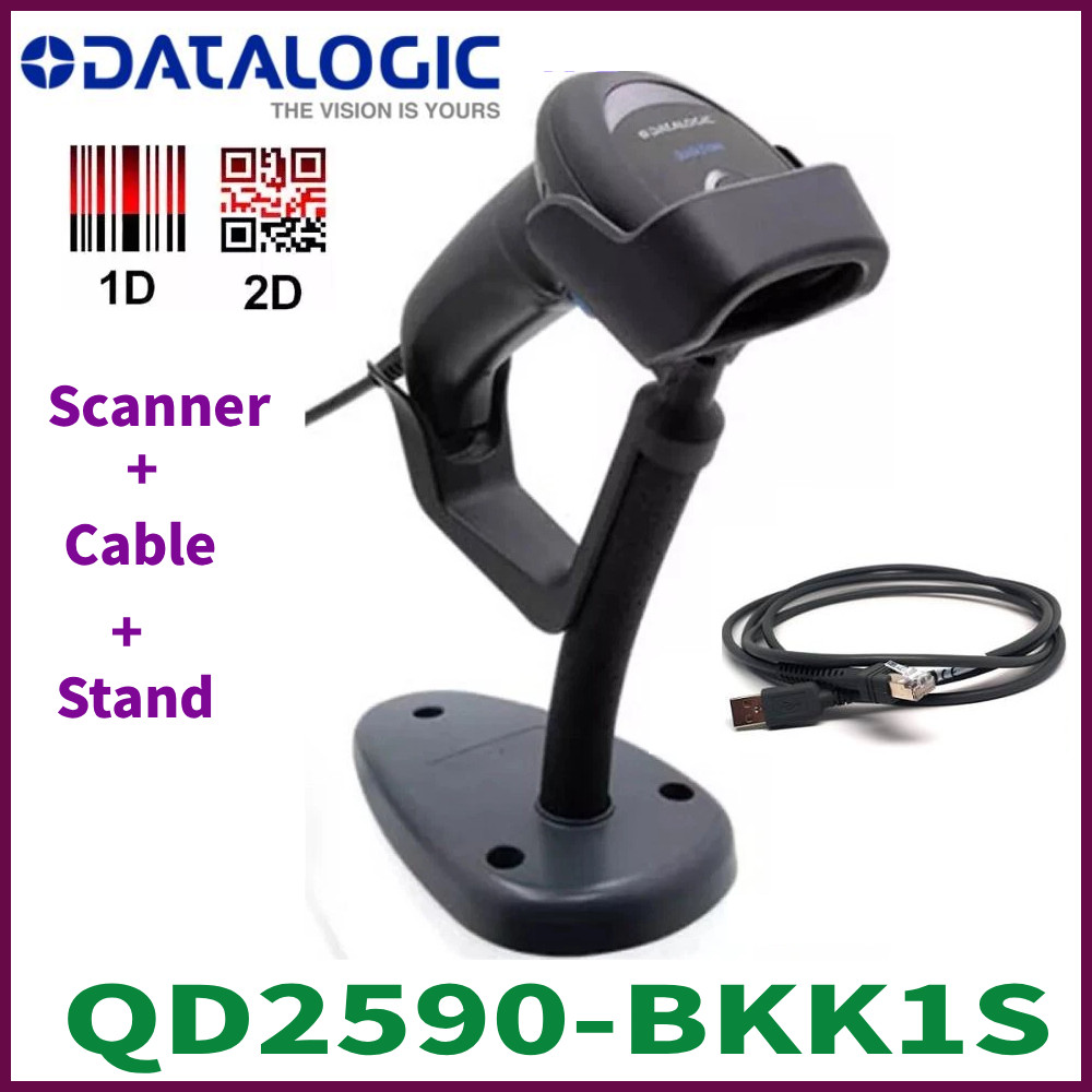 Datalogic QuickScan QD2590-BKK1S 1D 2D Handheld Imager Barcode Scanner w/ Stand