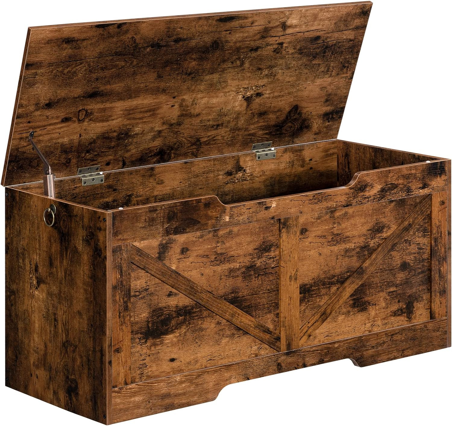 HOOBRO Storage Bench, 39.4” Retro Wooden Storage Chest with U-Shaped Cut-Out Pul