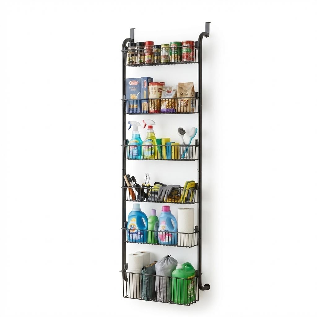 Kitchen Over the Door Organizer 6Tier Pantry Door Storage Metal Spice Rack Shelf