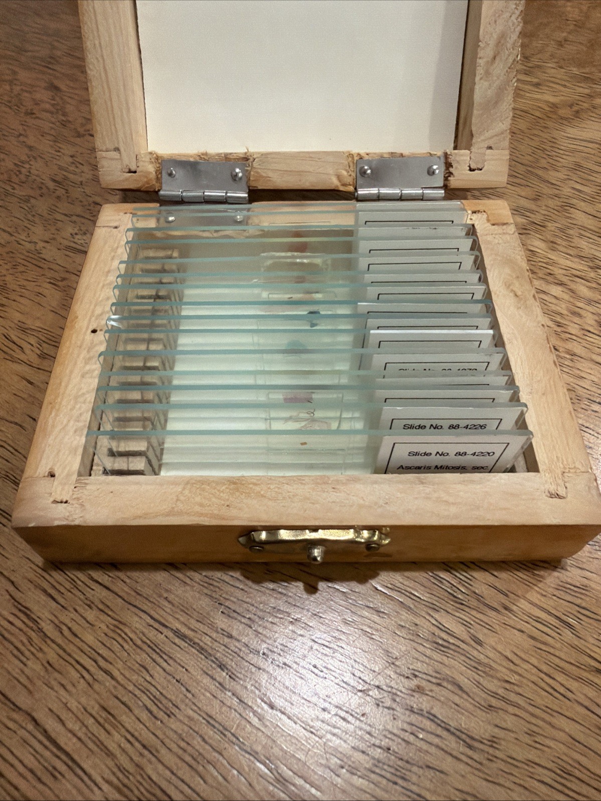 Vintage Carlsan Monocular Microscope with 3 Objectives And Micro slides
