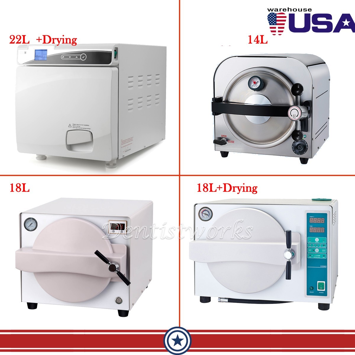 18L 22L Dental Autoclave Steam Sterilizer Medical Sterilization Drying Function