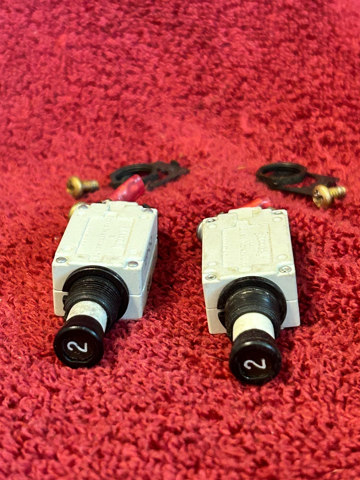 LOT OF 2 KLIXON 2 AMP CIRCUIT BREAKERS P/N 7277-2-2