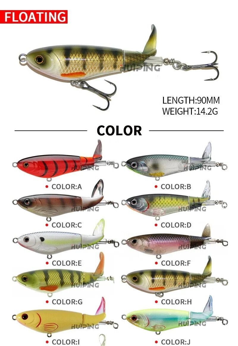 Whopper Popper 90 Style 14.2g Topwater Fishing Lure - Choose color
