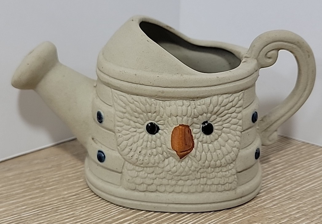Vintage Ceramic Owl Planter Watering Can Design Succulents Cactus Small Flowers