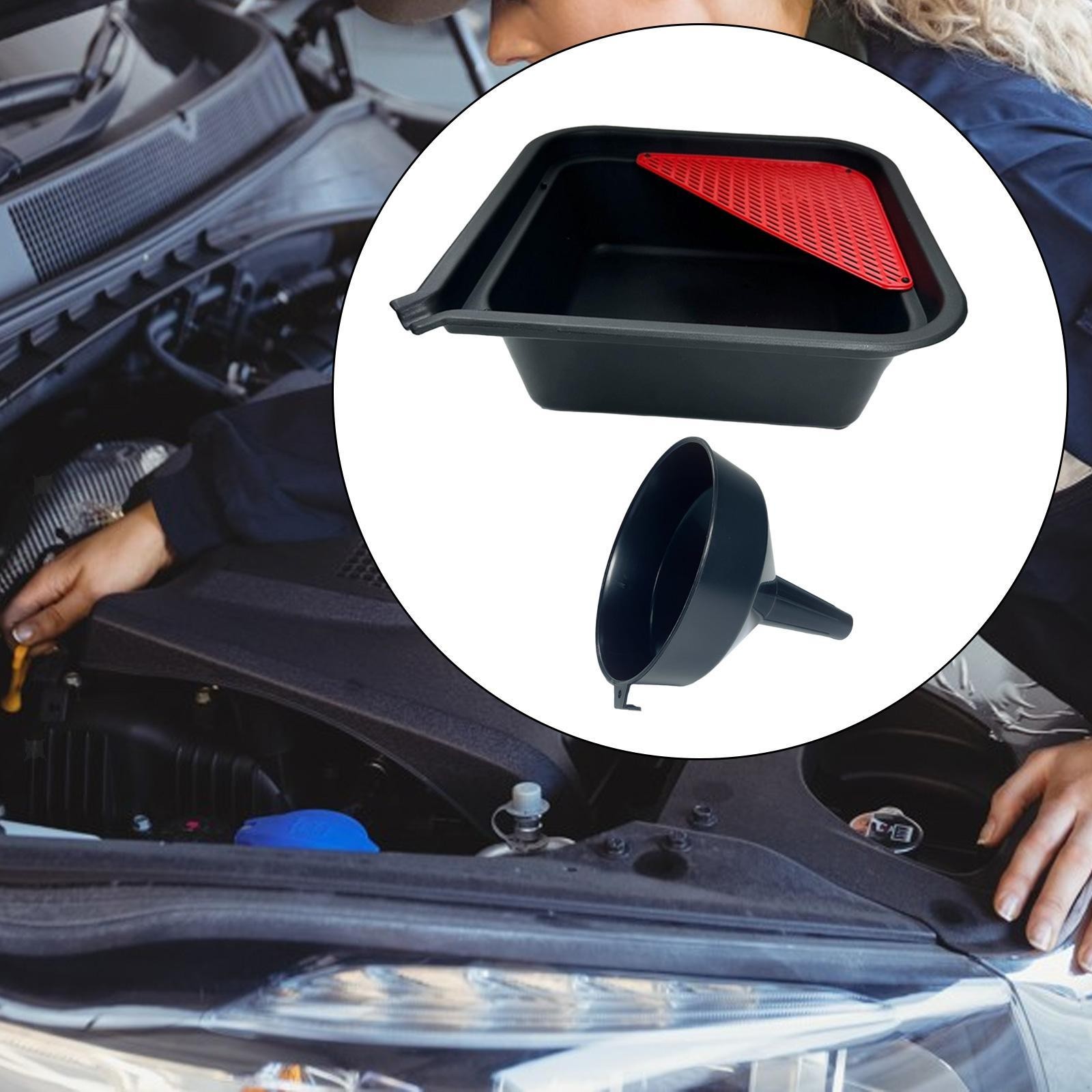 9 Liters Mechanic Car Oil Drain Pan and Funnel with Filter Screen