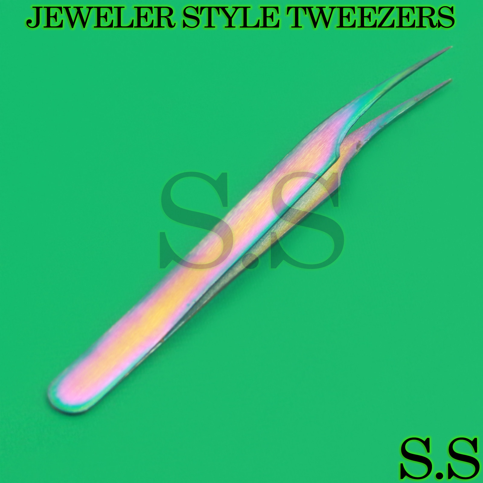 MULTI TITANIUM RAINBOW COLOR JEWELER STYLE TWEEZERS #8 FINE POINT