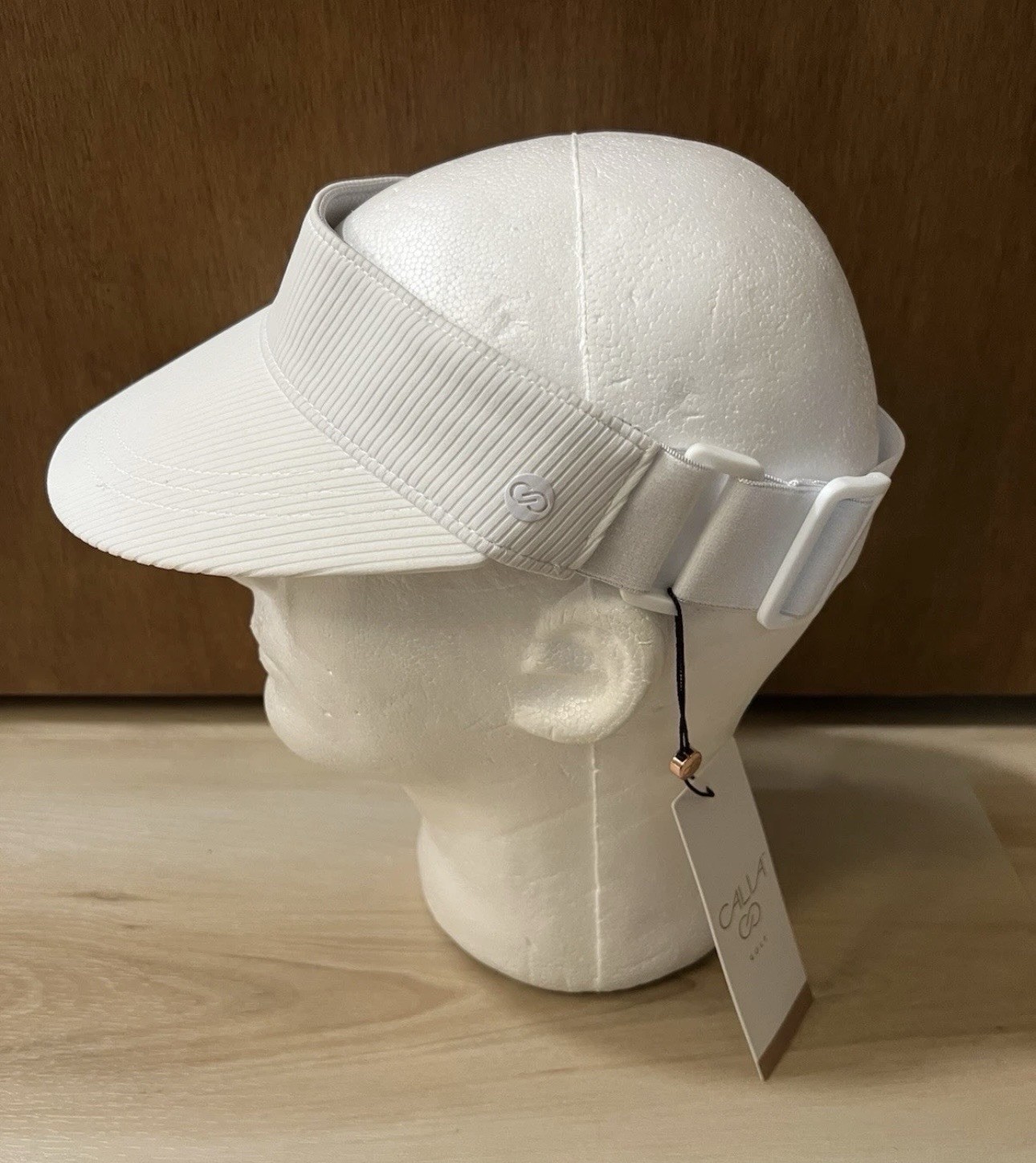 NWT CALIA Ribbed Golf Performance Visor White Adjustable Stretch Soft
