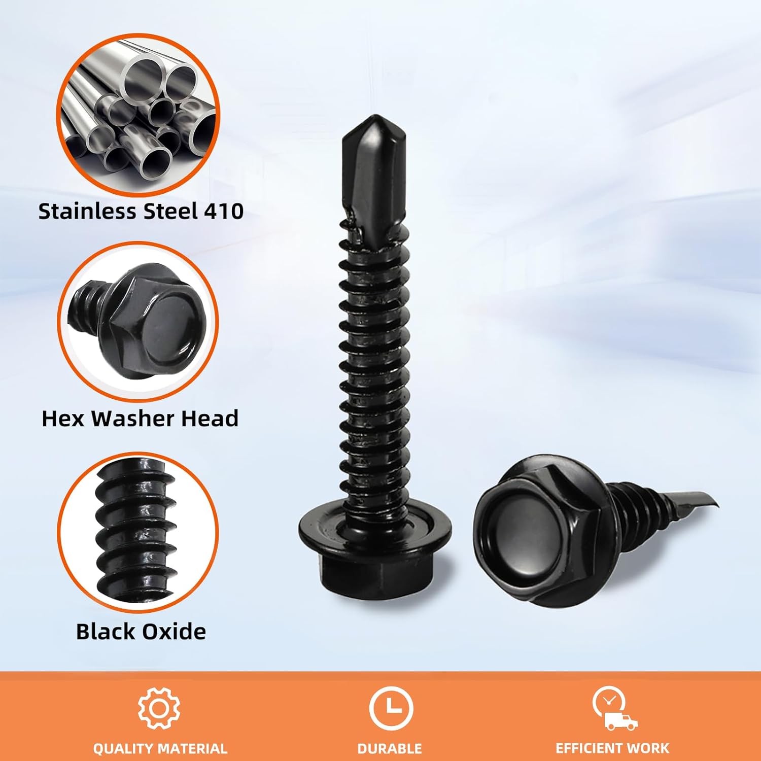 MewuDecor #10 x 1/2" (1/2" to 3" Available) Hex Washer Head Self Drilling...