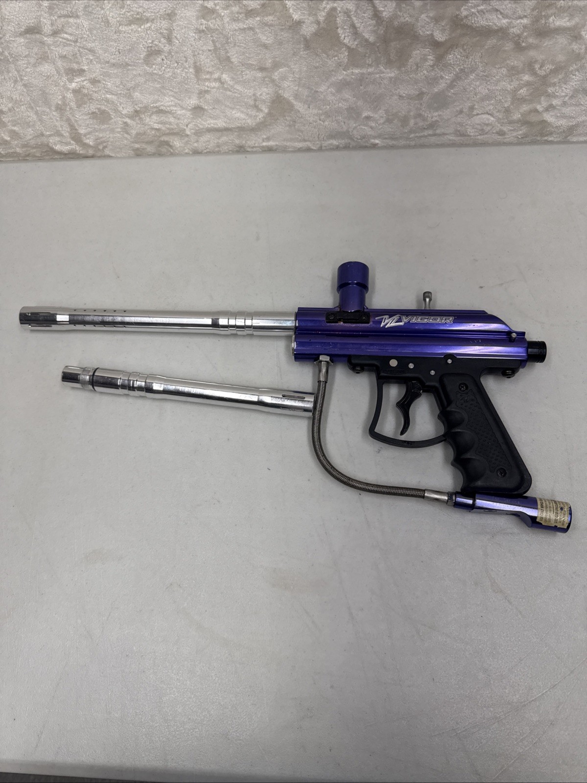 ViewLoader  VL Vigor Paintball Gun Purple & Chrome Marker- Xtra Barrel -Untested