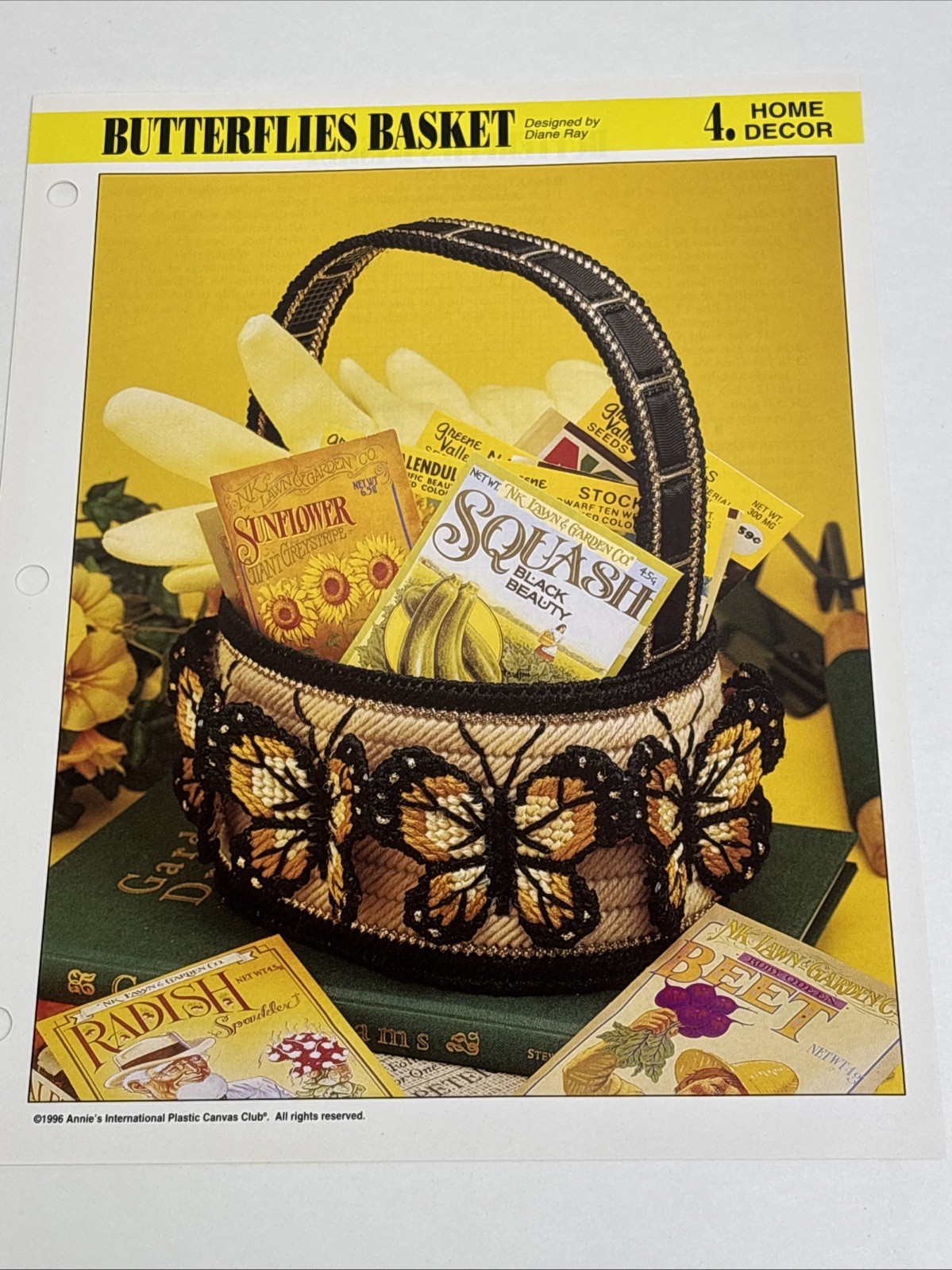 Butterflies Basket Annie's Attic Plastic Canvas Pattern Page