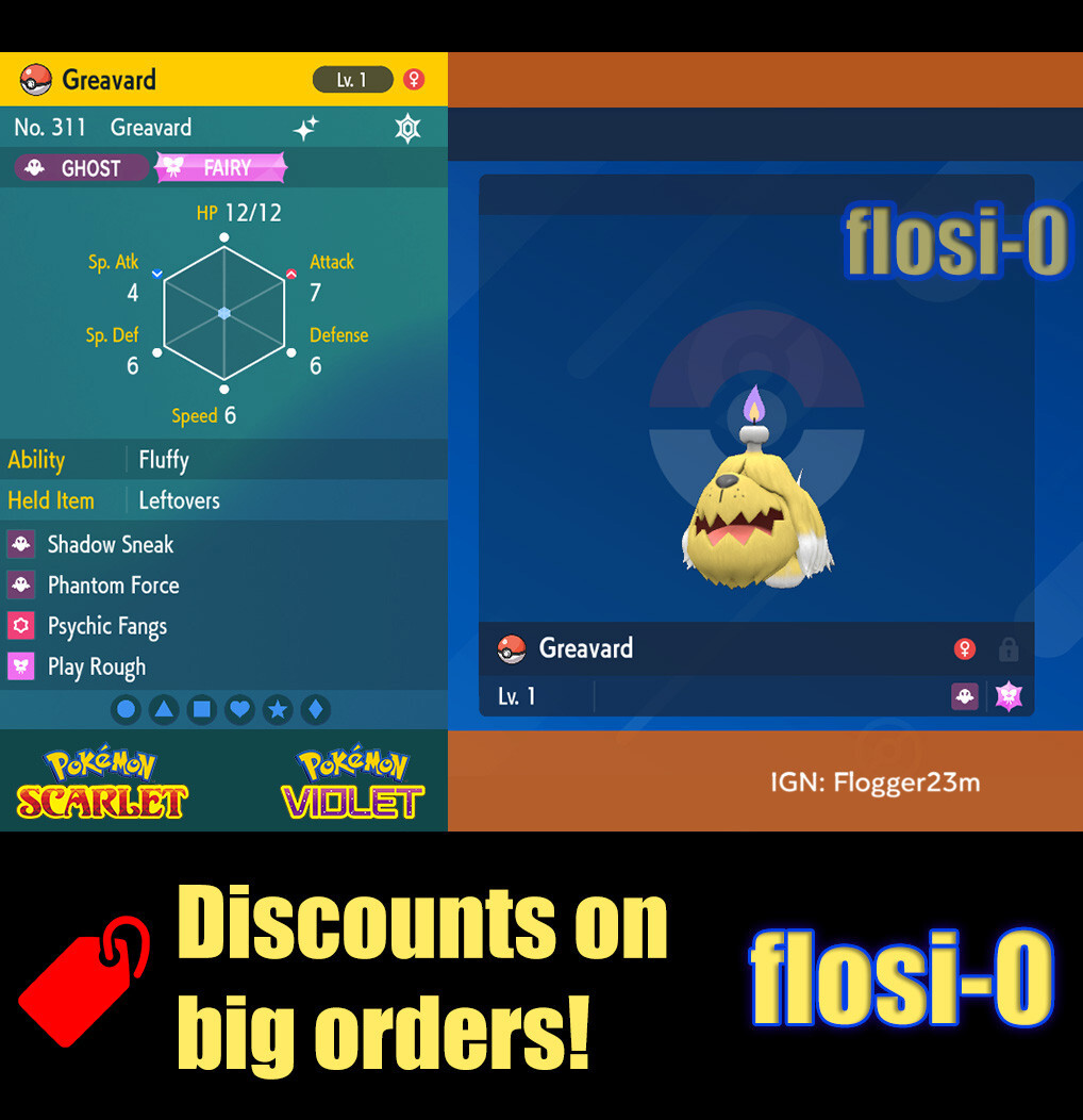 6IV Shiny Greavard Pokemon Scarlet and Violet