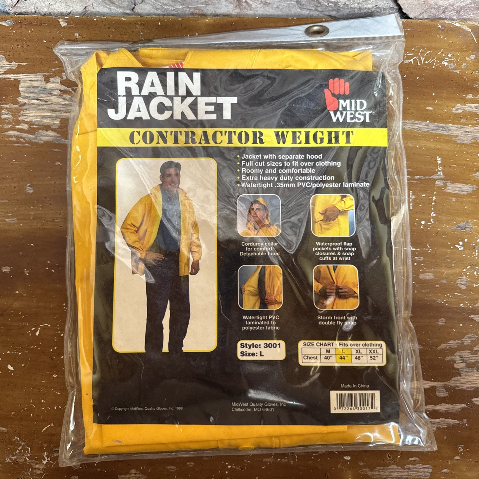 Midwest Rain Jacket Contractor Weight Yellow Large L 44” 3001