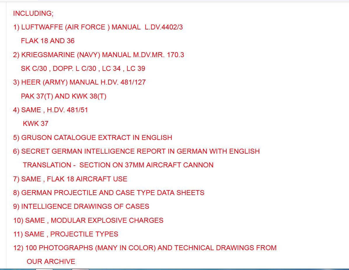 GERMAN 37mm AMMUNITION REFERENCE CD