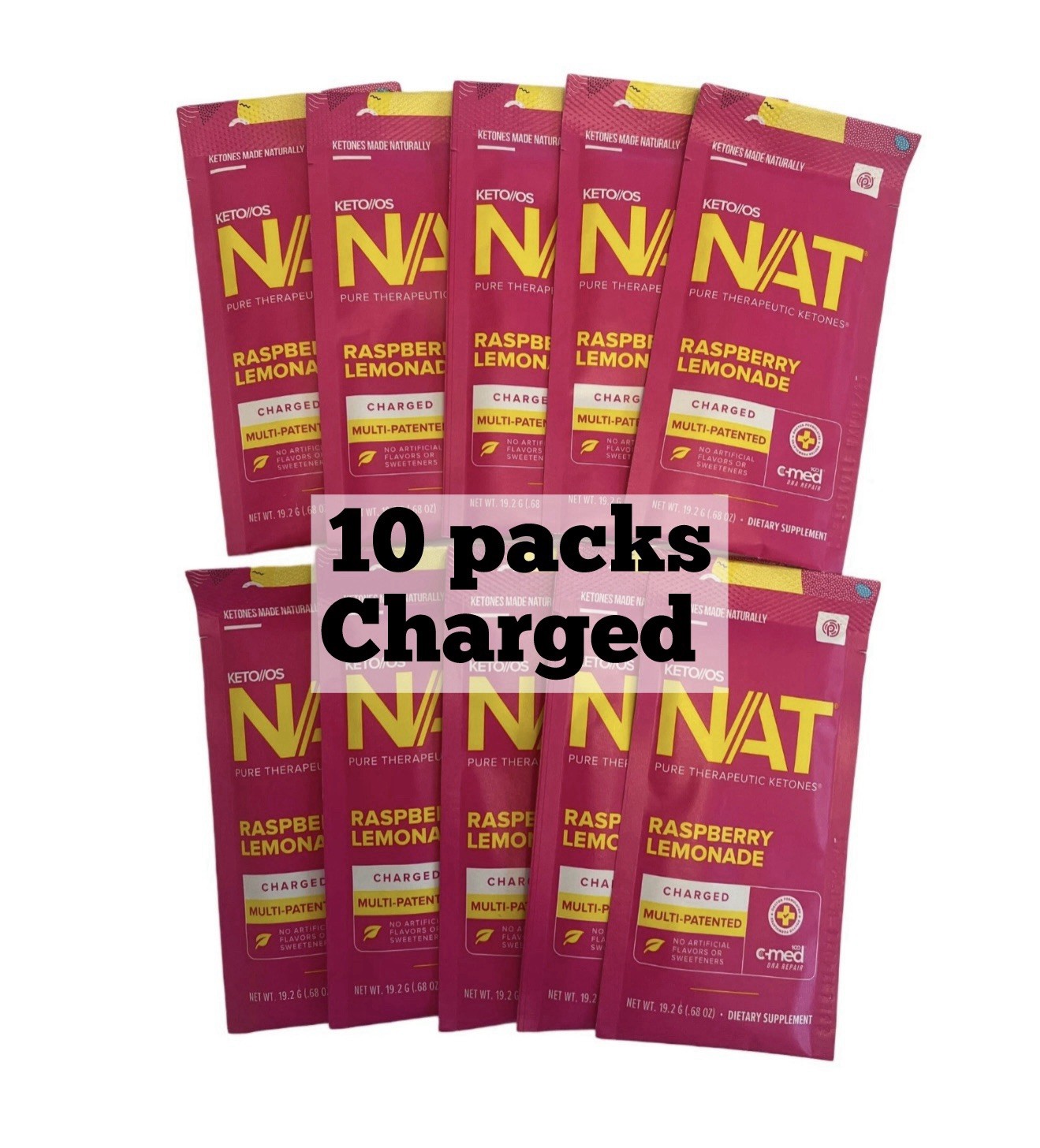 Prüvit Ketones NAT 10 Packets Charged  RASPBERRY L/ FREE SHIPPING exp 07/2026