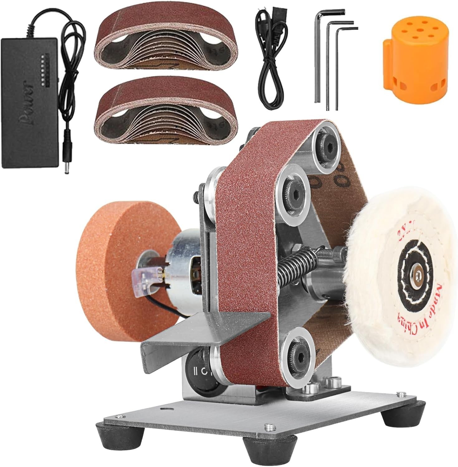 Mornajina Mini Belt Sander for Knife Making, 3 IN 1 Electric Power Bench Belt...