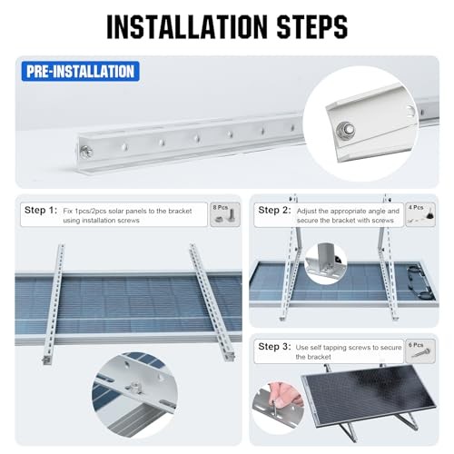 2 Sets 45inch Solar Panel Mount Brackets Adjustable Tilt Mount Brackets,