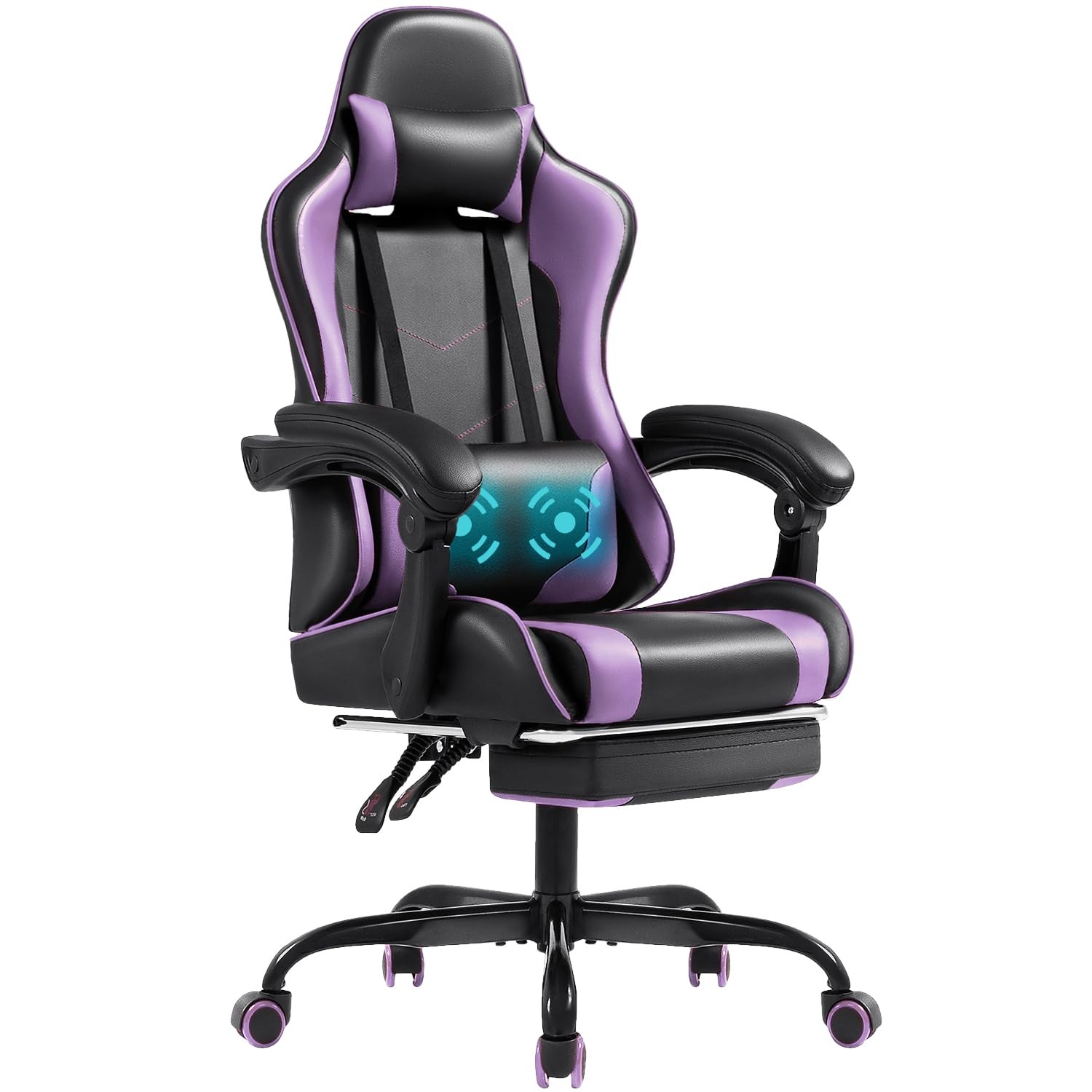 Shahoo Gaming Chair with Footrest and 23.6"D x 23.6"W x 50.4"H, Purple