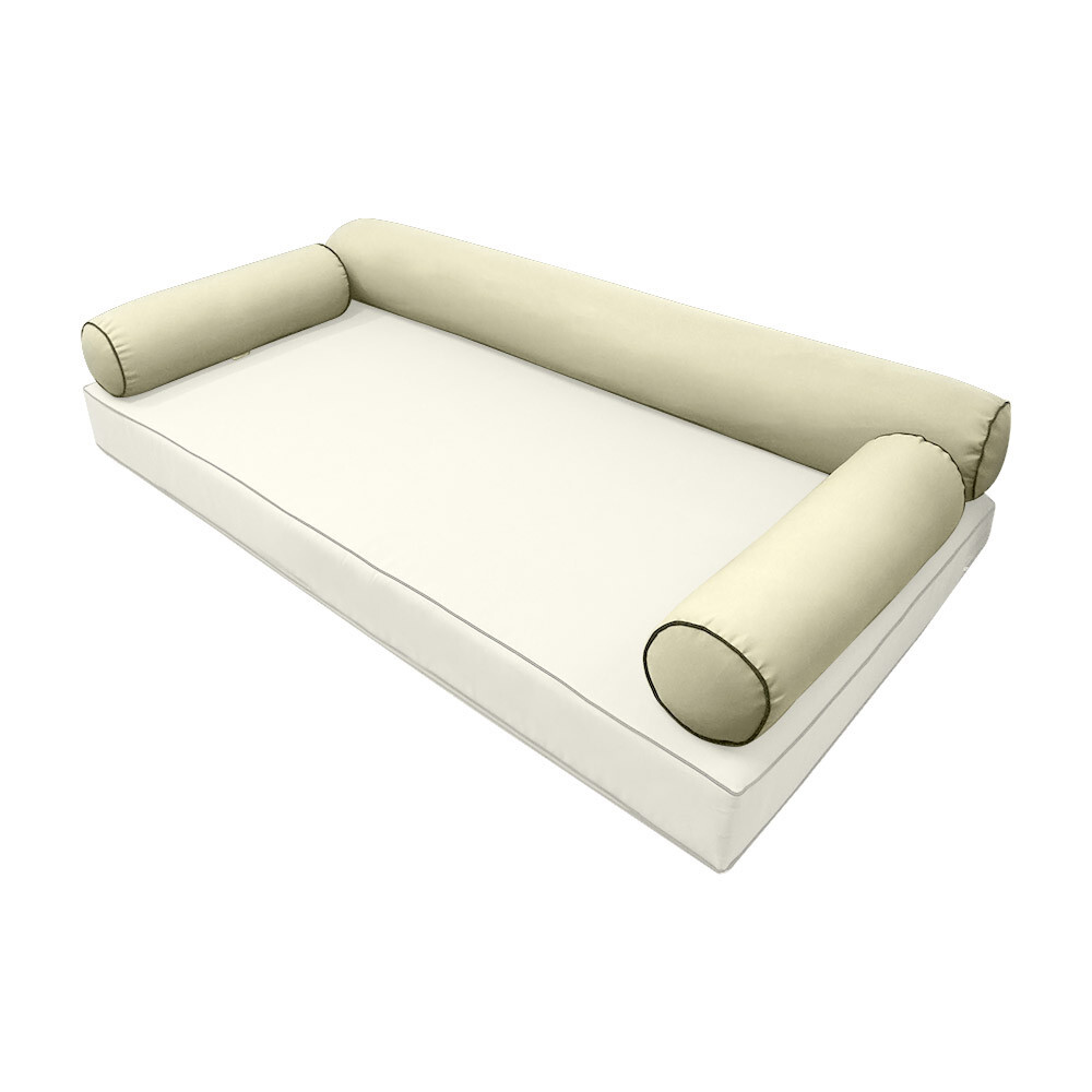 |SLIPCOVER ONLY| S6 Contrast Piped Trim Bolster SlipCover Twin-XL 78"x8" AD005