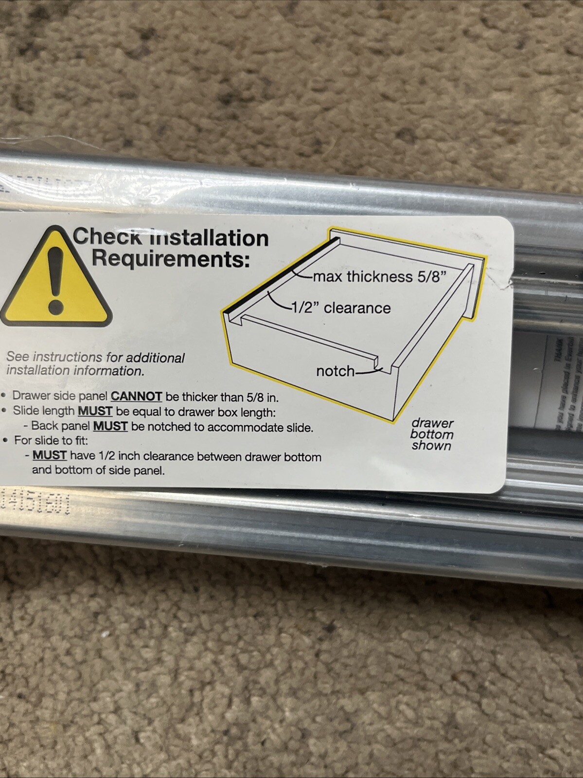 Everbilt Full Extension Undermount Soft Close Drawer Slide Set 18" 1002 782 617