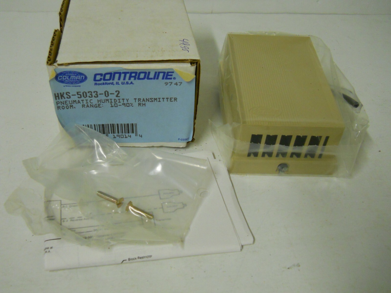 Colman Controline HKS-5033-0-2 Pneumatic Humidity Room Transmitter 10-90% RH