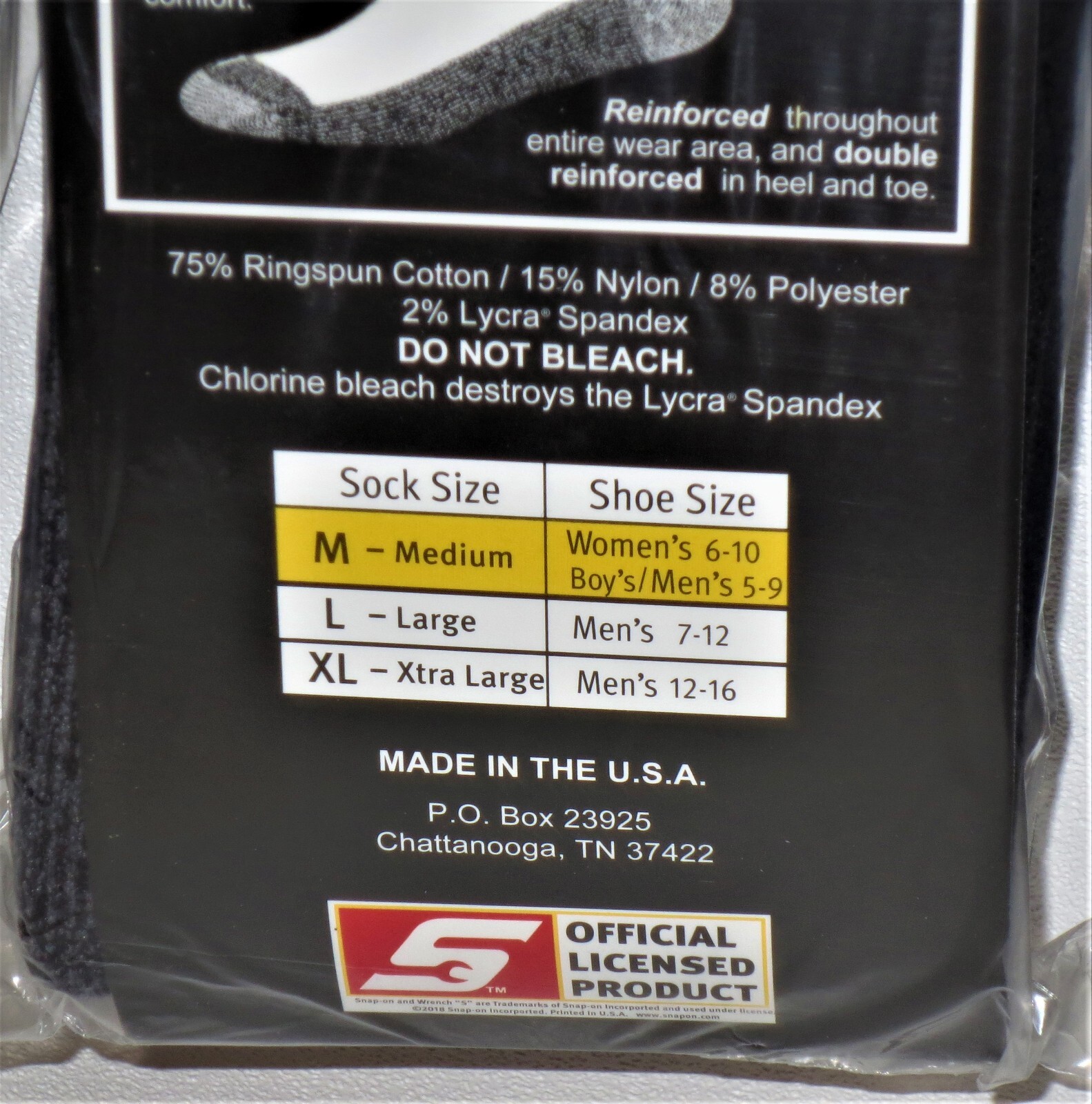 6 PAIRS Men's BLACK Snap-On Crew Socks MEDIUM *FREE SHIPPING ~ MADE IN USA *NEW*