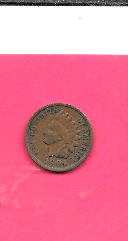 US USA INDIAN HEAD CENT PENNY 1904 VG-VERY GOOD-NICE OLD USED ANTIQUE COIN
