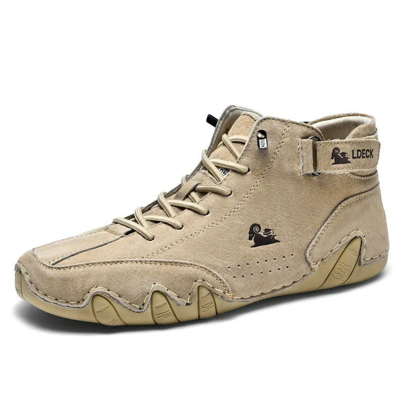 Leather Men's High Top Sneakers Outdoor Comfort Motorcycle Casual Ankle Boots