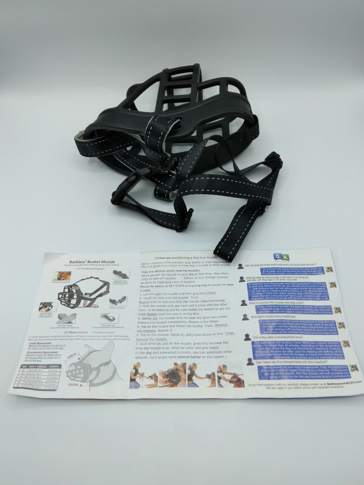Barkless SILICONE BASKET DOG MUZZLE Stop Chewing And Biting Size 6 Black NWOT