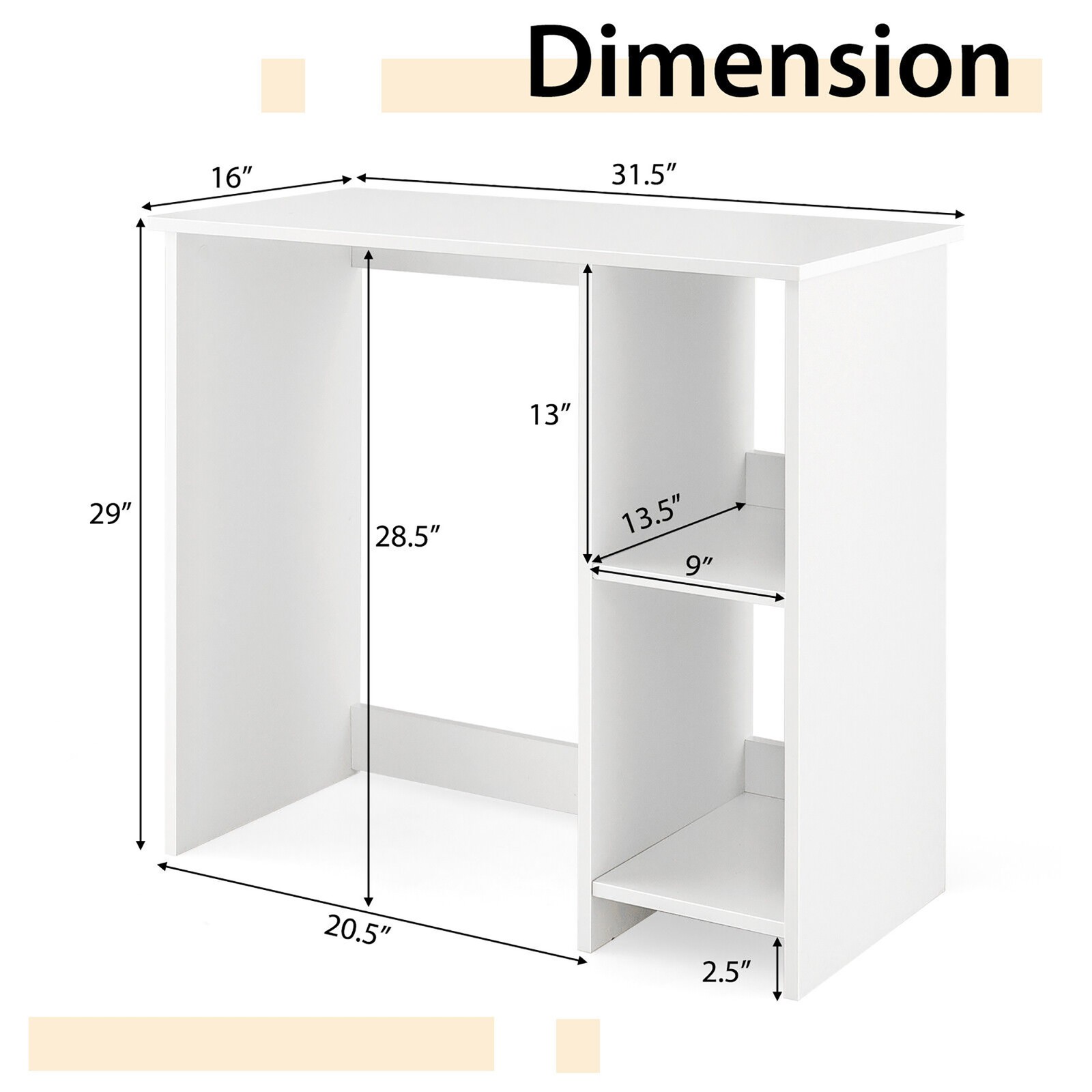 31.5" Small Computer Desk Home Office Study Writing Desk with 2 Compartments