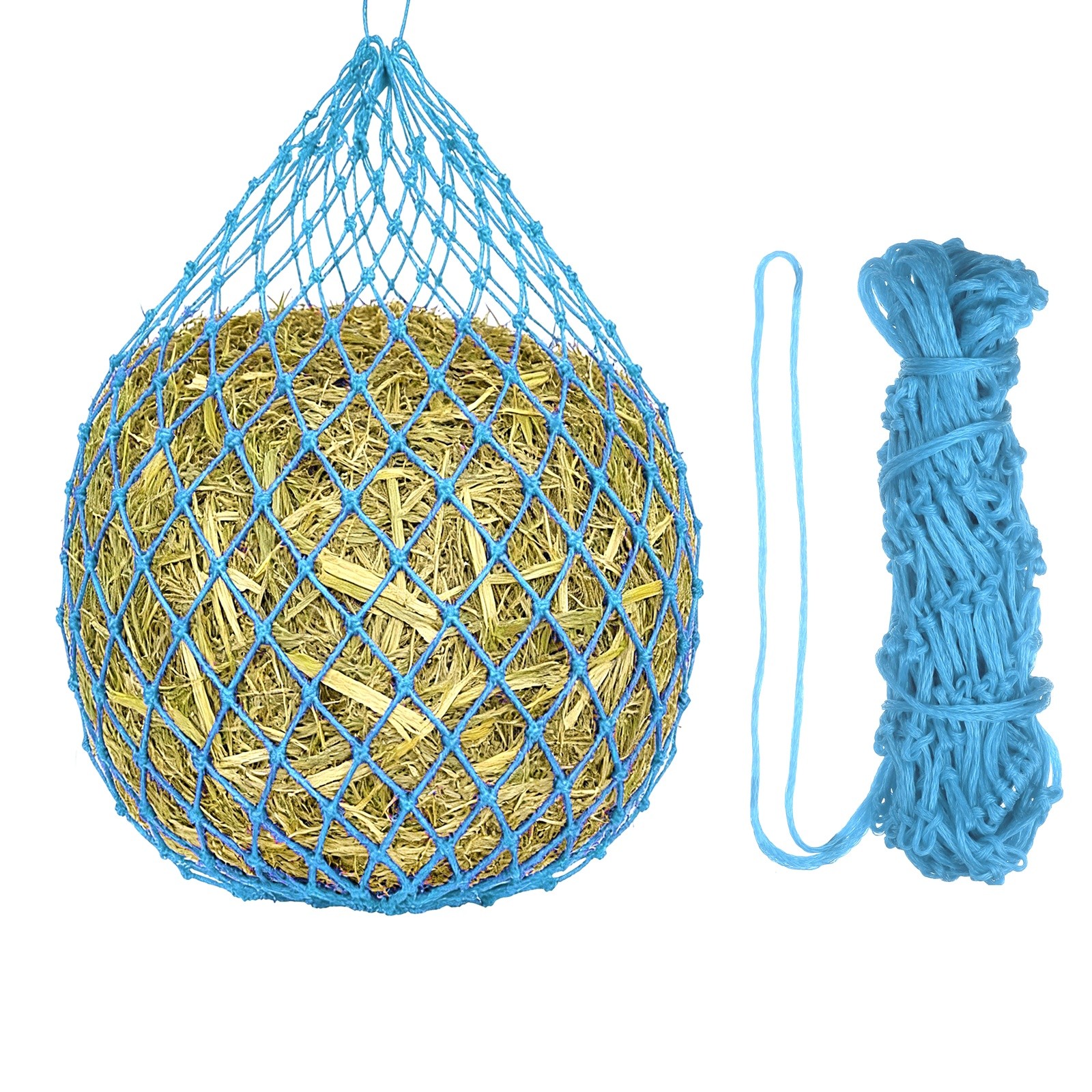 Slow Feeder Hay Net 40" L 2" Holes Strong Load-Bearing Lake Blue
