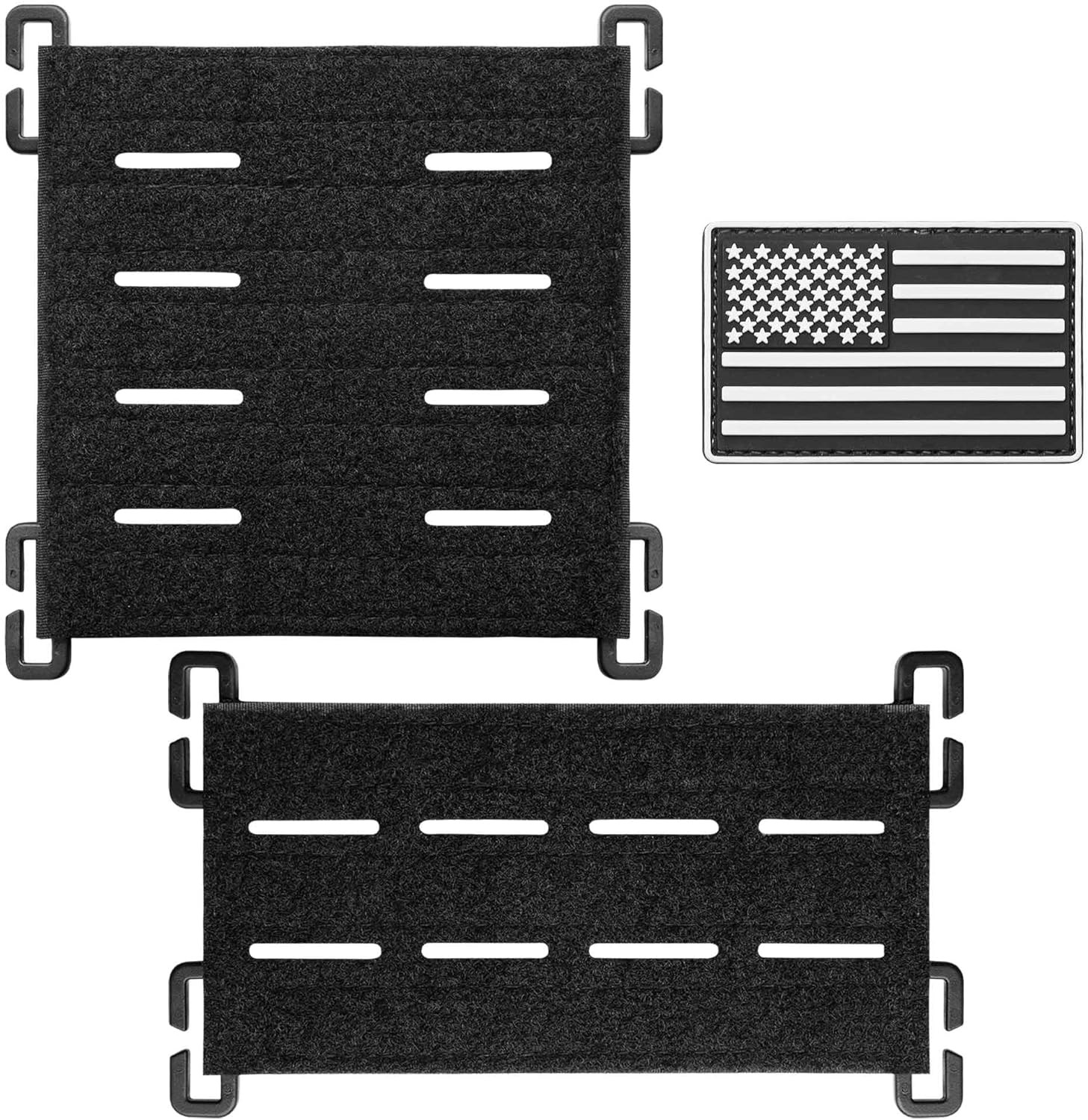 2 Pack Upgrade 8 Laser Cutting Hole Molle Patch Display Holder, Black