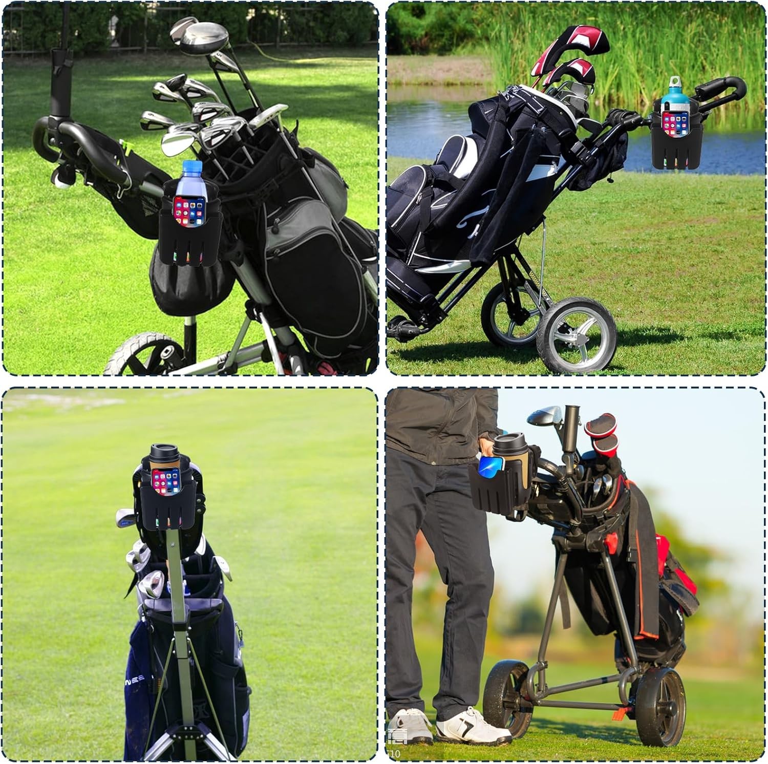 Golf Push Cart Cup Holder and Phone Holder Compatible with Caddytek,Adjustable 3