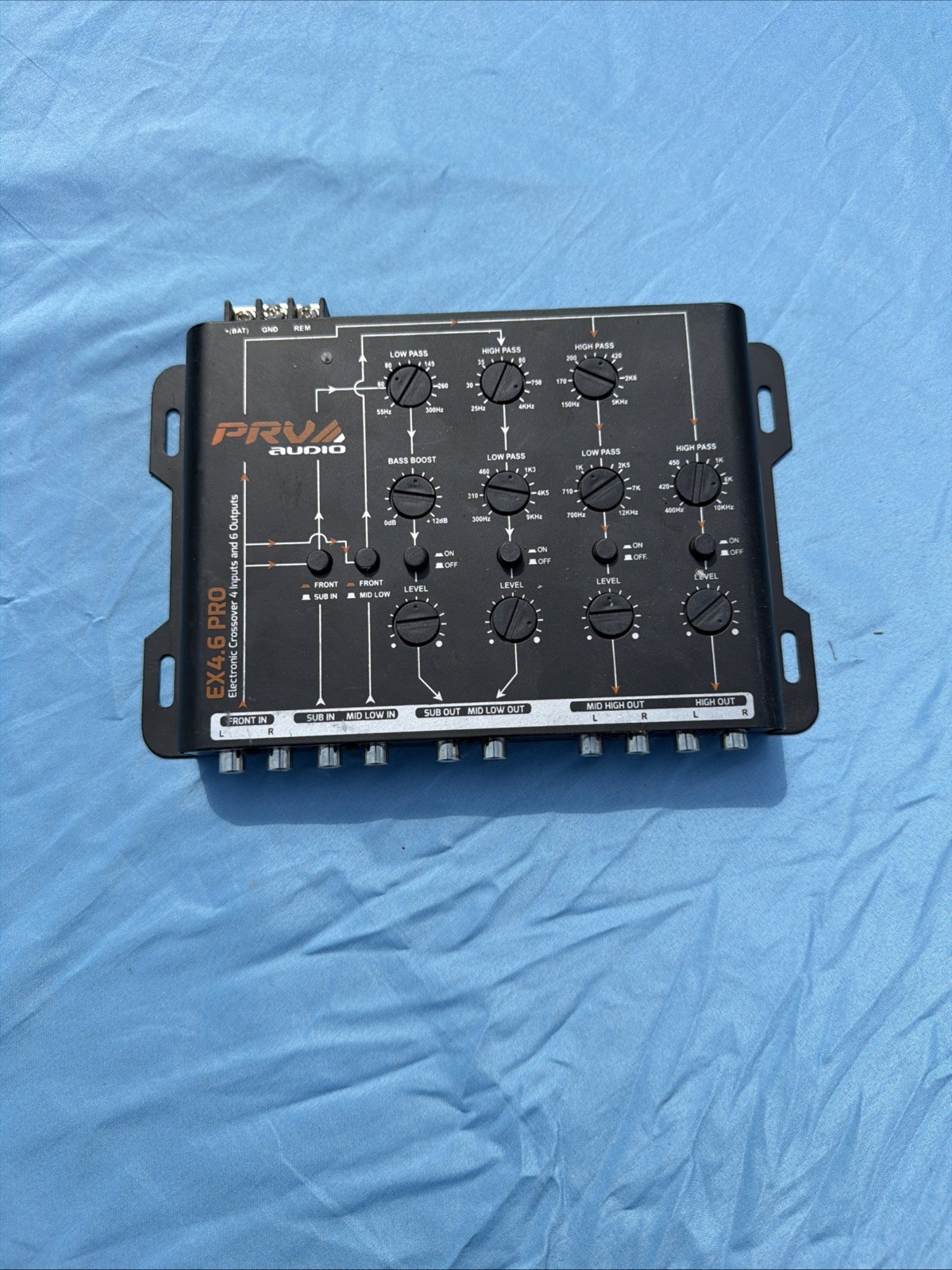 Crossover Car Audio EX4.6 PRO 4 Way or 3 Way Electronic Crossover 9 Volts, 4 in