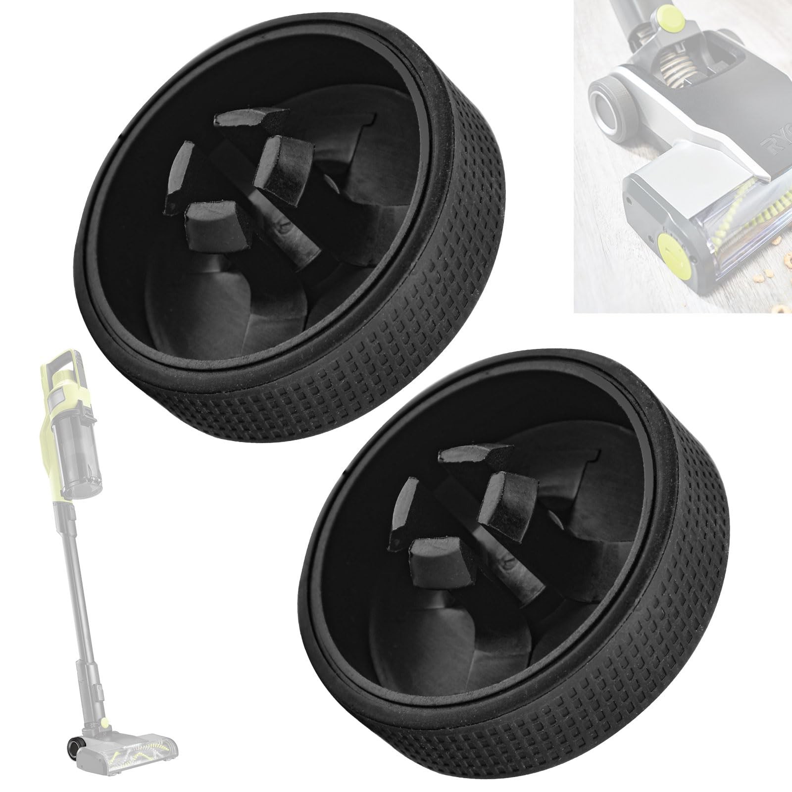 2-Pack Upgraded Replacement Wheels for Ryobi Cordless Stick Vacuum PCL720K Parts