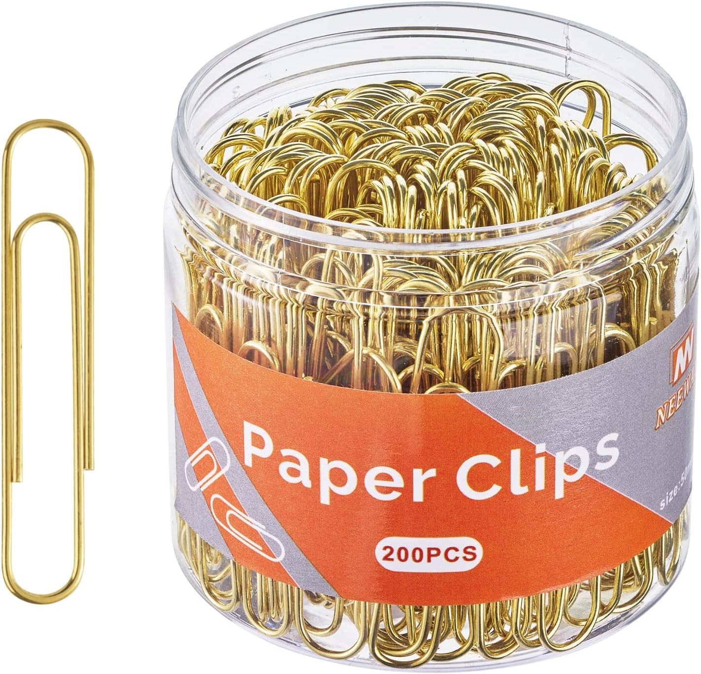 Gold Paper Clips, 200 Count Large Size, 2 Inch Jumbo Paperclips, Large,