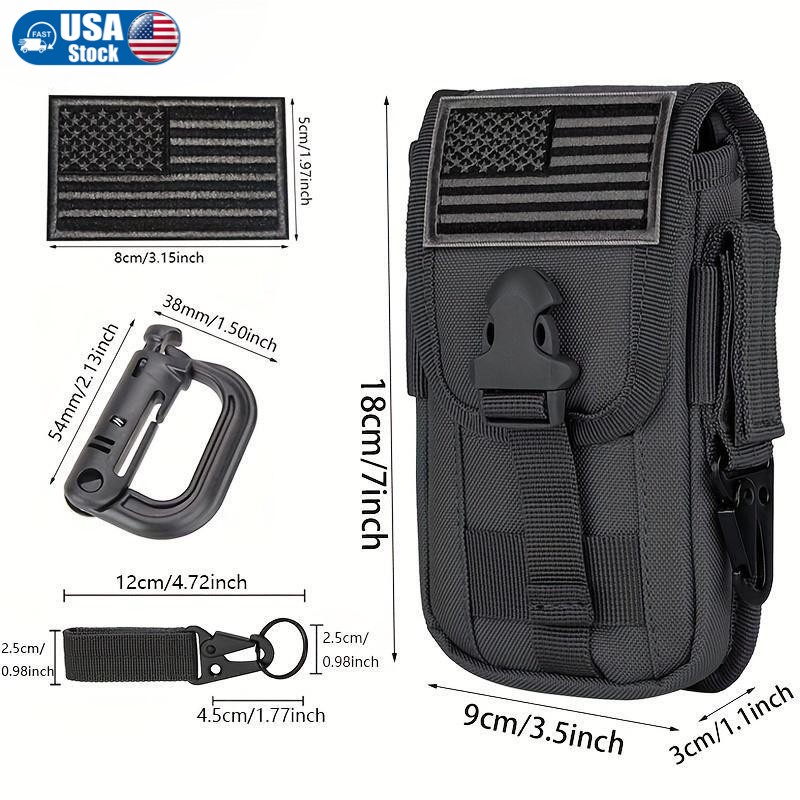 Tactical Molle Phone Pouch with US Flag for 4.7 6.7 Inch Phones