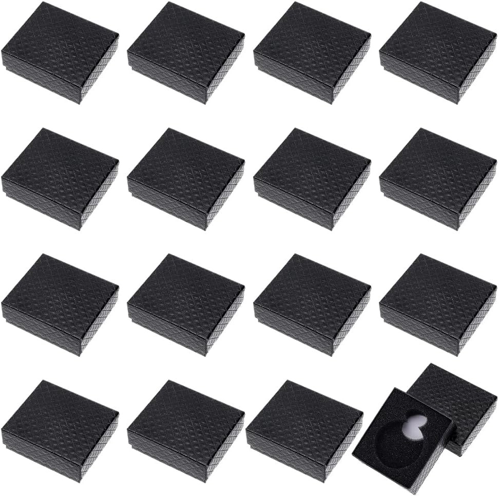 16 Pcs Pocket Watch Display Box, Black Rhombus Textured Watch Packaging Boxes...