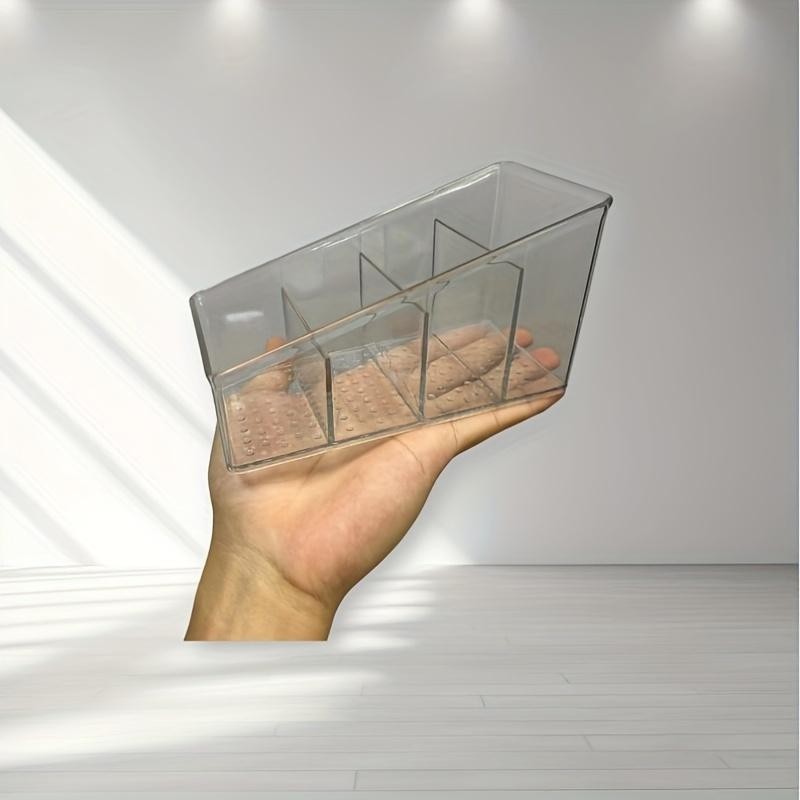 Clear Plastic Remote Holder 4-compartment Desk Organizer for Home & Office