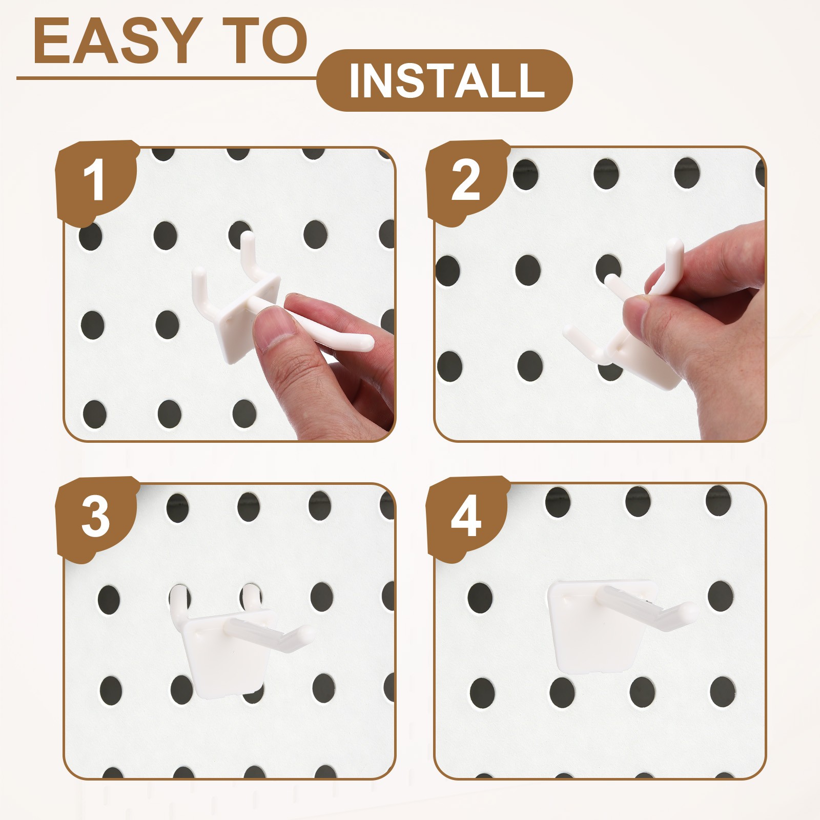 50 Pcs Pegboard Hooks, 6" Plastic Display Hooks for Craft Organization, White