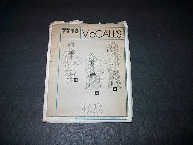 McCall's Pattern 7713 Misses' Lined Buttoned Jacket in Three Styles 12 Uncut
