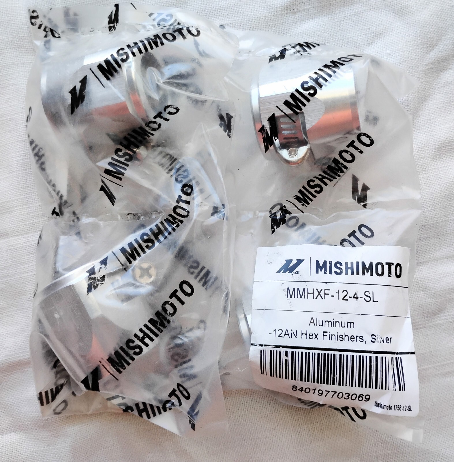 Mishimoto 12AN Hex Finisher Clamp Set of 4 Silver Polished Ends MMHXF-12-4-SL