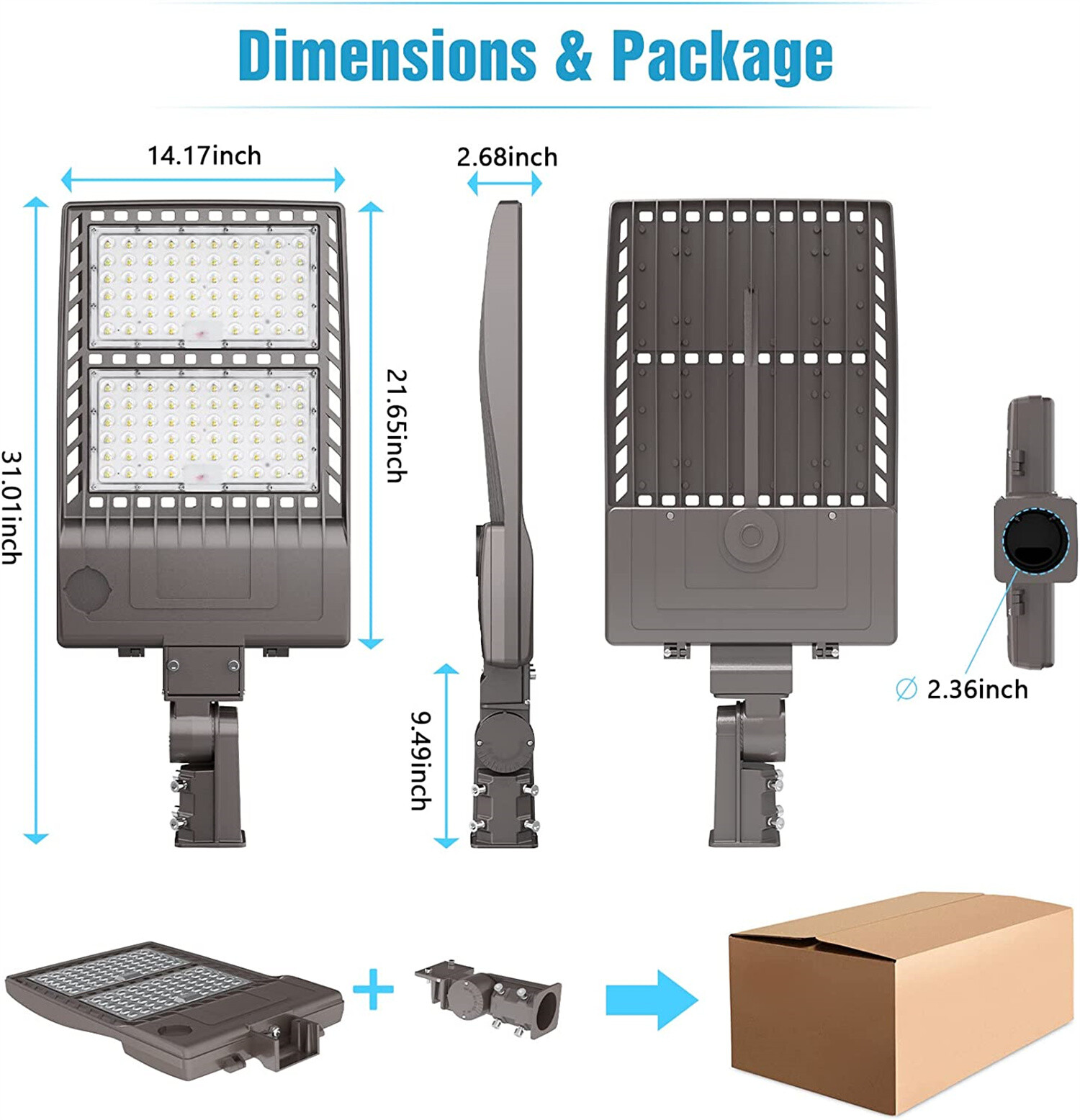 400W LED Parking Lot Lights with Slip Fitter Commercial Shoebox light AC100-277V
