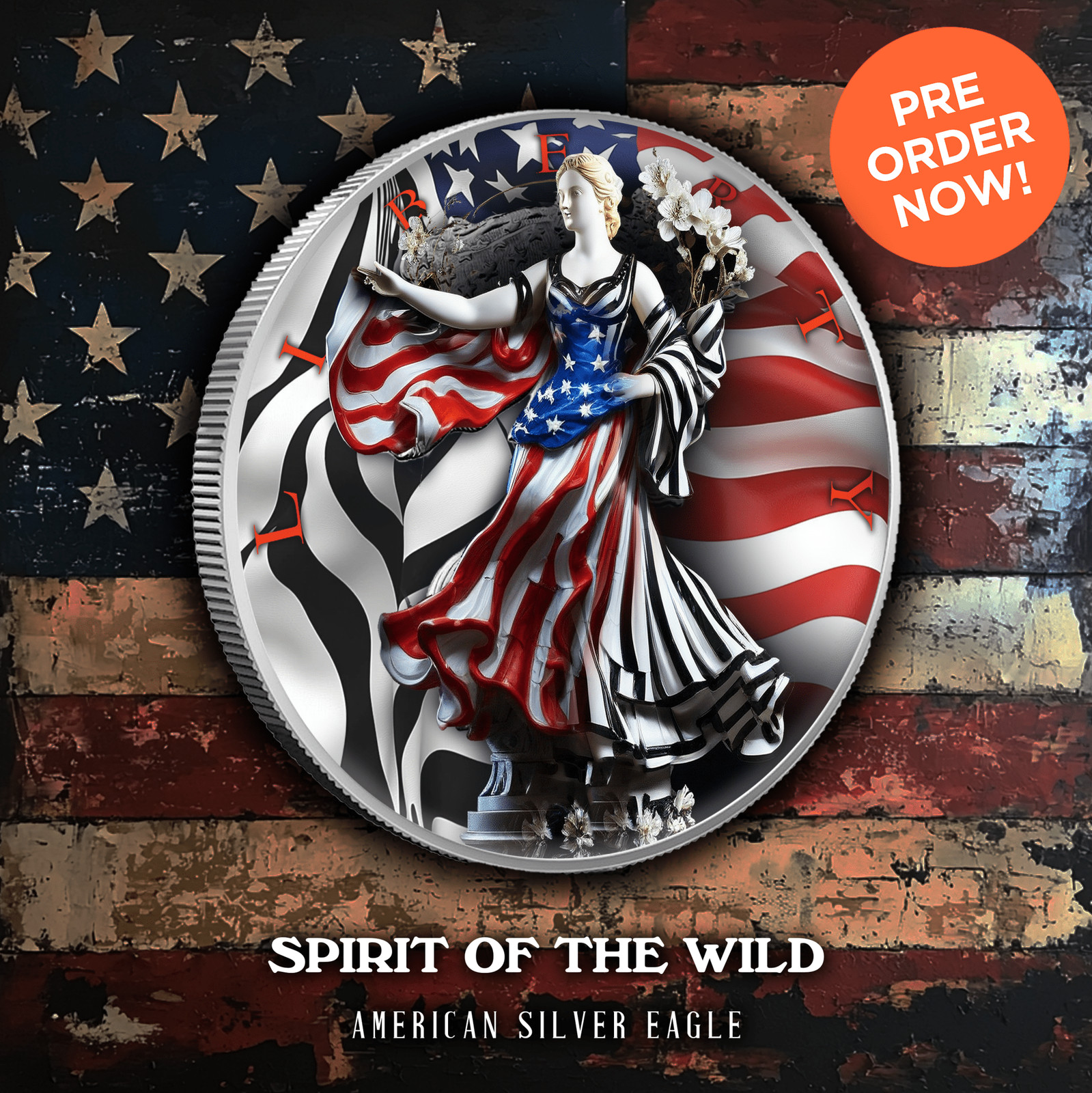 2024 Silver Eagle Spirit of The Wild 1oz .999 Silver Coin Colorized
