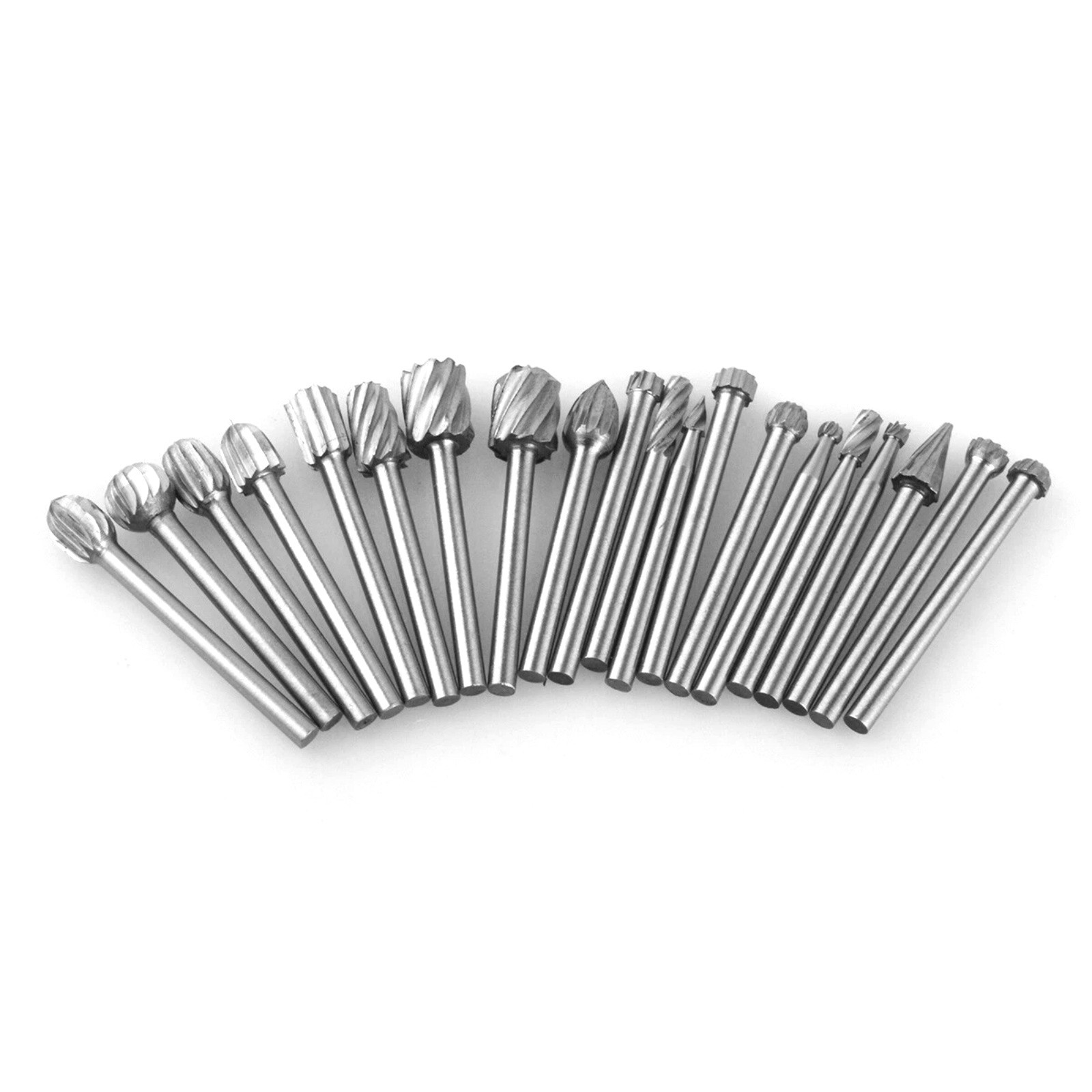 High Speed Steel Rotary File 20pcs Carving Burr Set For Woodworking 3.17mm Tool