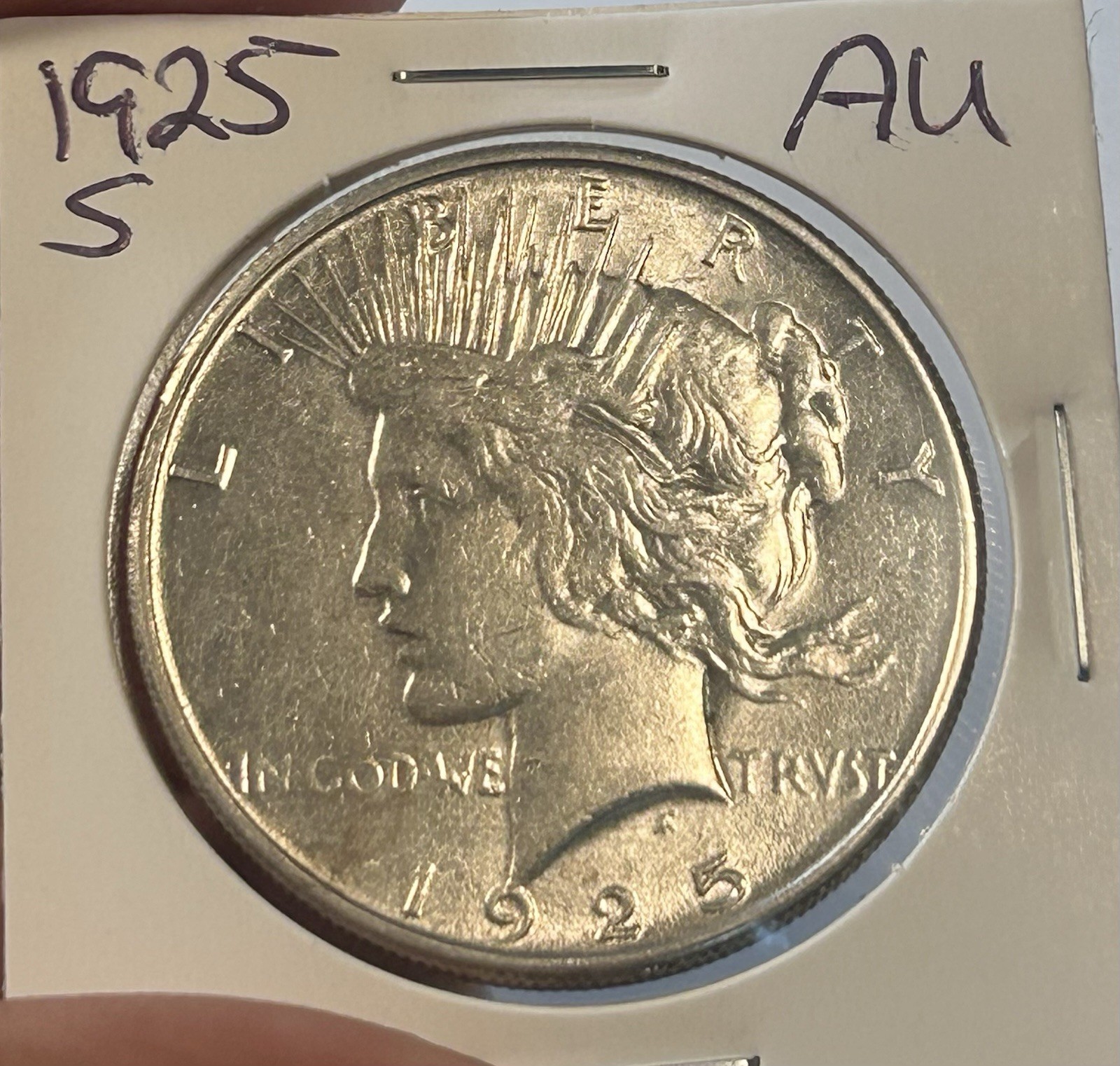1925 S Peace Silver Dollar Coin AU Almost Uncirculated Lots of Luster