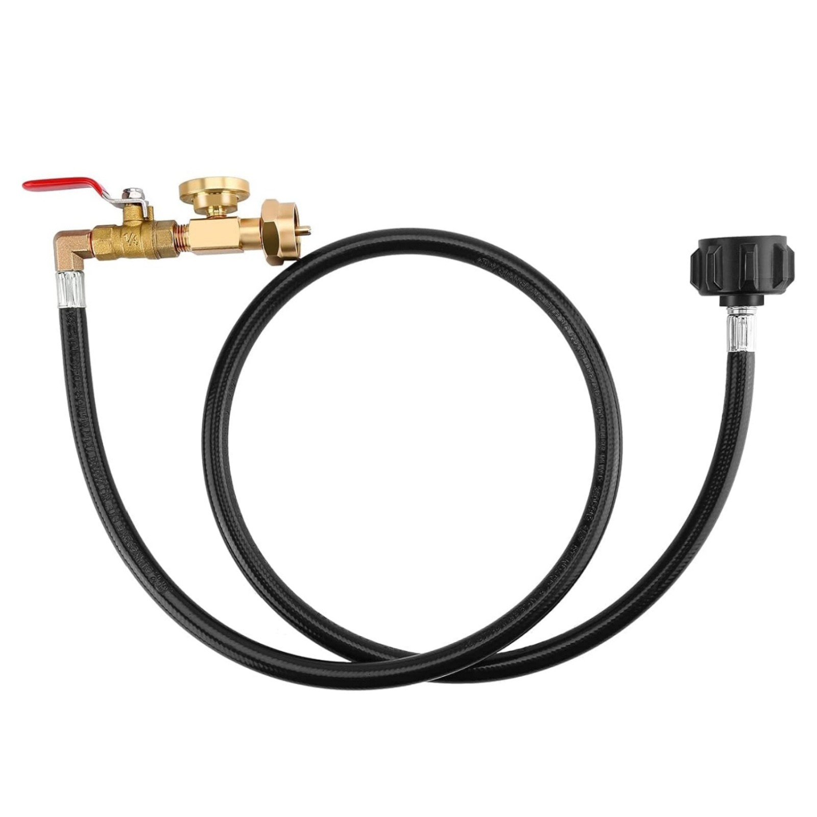 3FT Propane Hose Refill Adapter With Gauge 1LB 20LB Brass Connector Assembly