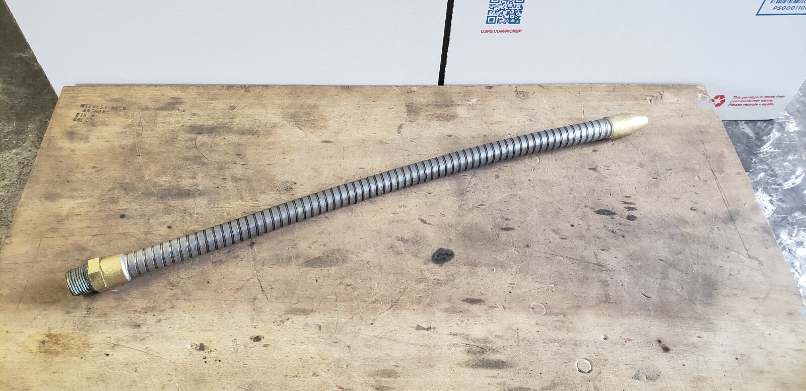 3/8 npt 15 1/2  steel flexible coolant/oil  line  with brass threads and nozzle