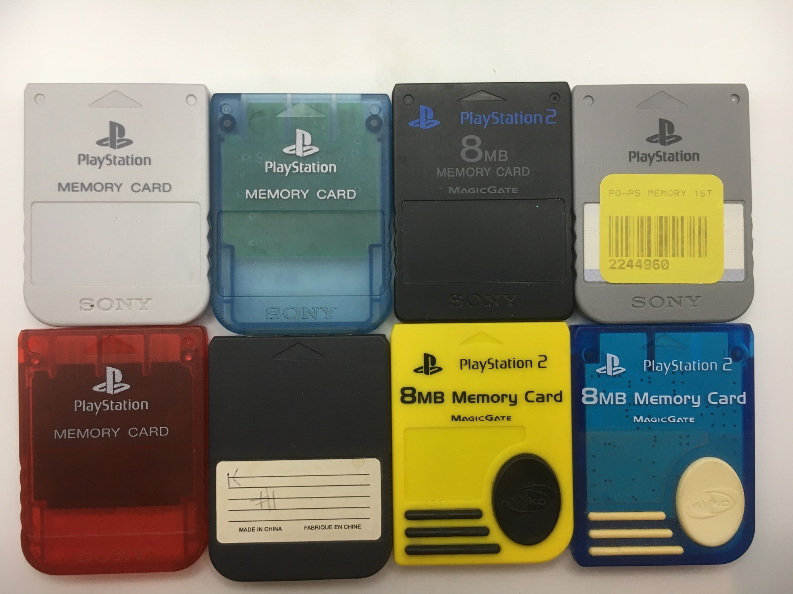 Playstation PS1 / PS2 Accessory Lot - 2 Controllers, 9 Memory Cards (Working)