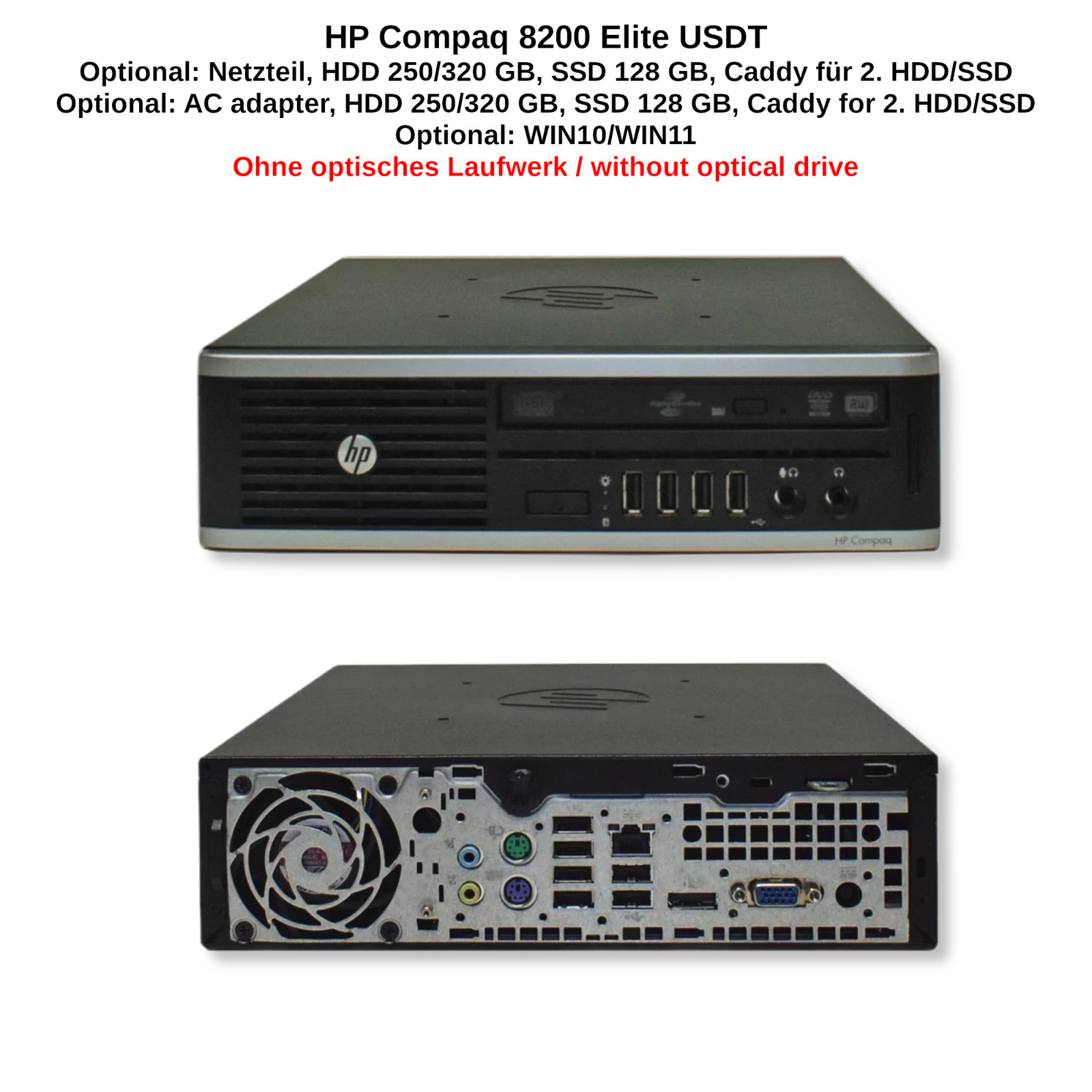 HP Compaq 8200 Elite USDT, 8GB Ram, Intel Core i5-2500S, 0/250/320GB HDD